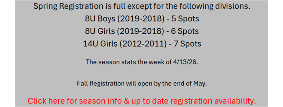 Fall Season Information and Registration